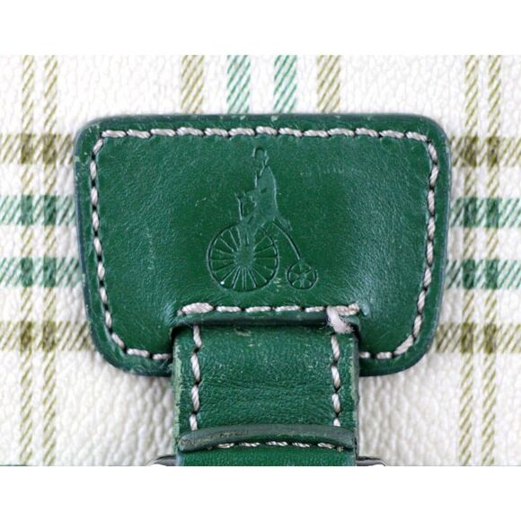 Bean Pole PLAID BEIGE GREEN GENUINE LEATHER FLAP SHOULDER BAG BACKPACK HANDBAG - Picture 3 of 16